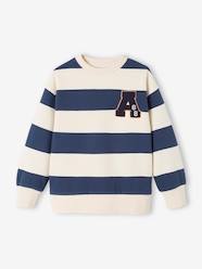 Sweatshirt with Wide Stripes & Bouclé Badge for Boys