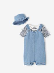 Dungarees, Bodysuit and Bucket Hat Combo for Newborns