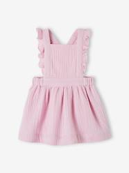 Baby-Dresses & Skirts-Dungaree Dress in Cotton Gauze, for Babies