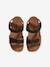 Hook-&-Loop Leather Sandals for Children navy blue+sandy beige 