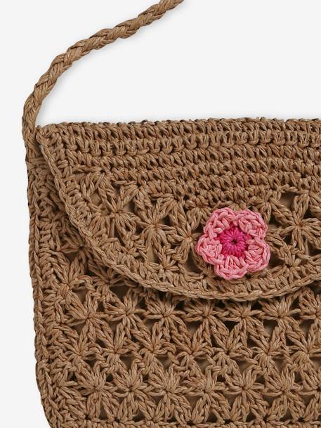 Braided Rope-Like Shoulder Bag with Flowers for Girls wood 