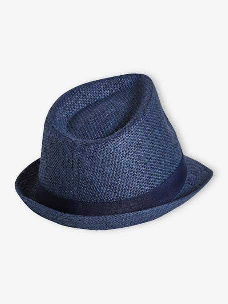 Straw-Like Panama Hat for Boys blue+navy blue 