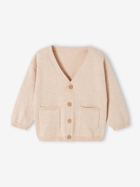 Marl Cardigan with V-Neckline for Babies marl beige 