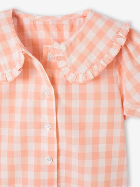 Short Sleeve Gingham Blouse for Babies chequered pink 