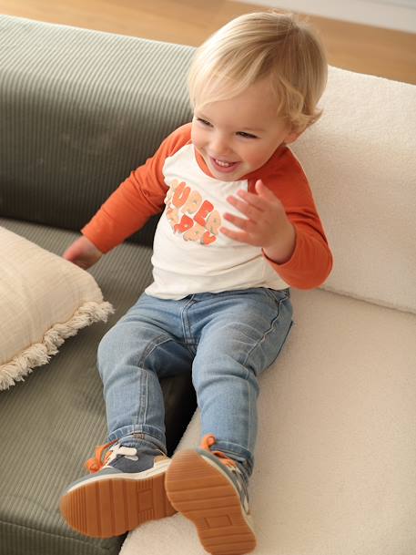 Long Sleeve Colourblock Top for Babies rust 