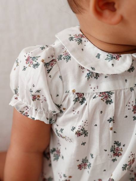 Short Sleeve Floral T-Shirt for Babies ecru 