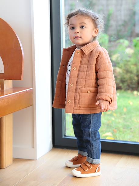 Quilted Jacket For Babies, in Cotton Gauze rust 