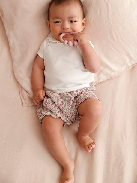 T-Shirt with Collar & Floral Shorts Combo for Newborns ecru 