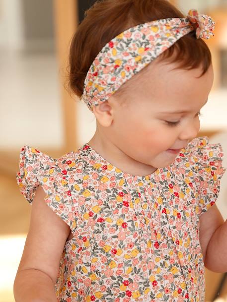 Jumpsuit + Headband Set, for Baby Girls Green/Print+navy blue+printed pink 