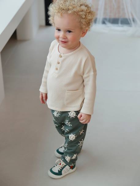 Jumper & Fleece Trouser Combo for Babies GREY DARK SOLID+khaki 