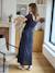 Long Jersey Knit Dress with Short Sleeves for Maternity anthracite 