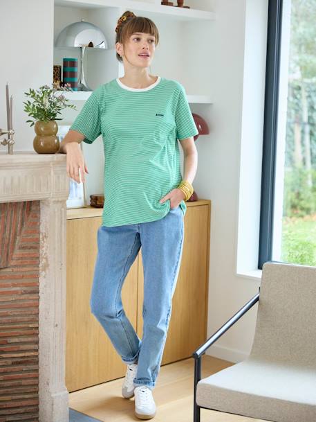 Striped Cotton T-Shirt, Maternity & Nursing Special green 