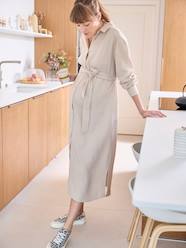 -Long Shirt Dress in Cotton Gauze, Maternity & Nursing Special