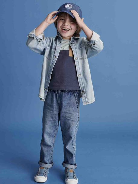 Wide Easy to Slip On Jeans for Boys bleached denim+denim grey+stone 