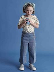 Girls-Trousers-Wide Cropped Trousers with Flap Front for Girls