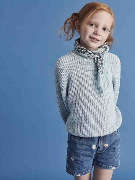 Jumper in Brioche Stitch, for Girls coral+rose+sky blue 