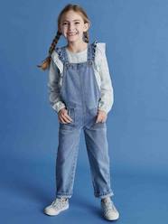 Girls-Denim Dungarees, Flounce Straps, for Girls