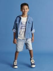 -Easy-to-Slip-On Denim Bermuda Shorts for Boys