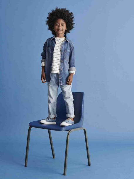 Wide Easy to Slip On Jeans for Boys bleached denim+brut denim+stone 