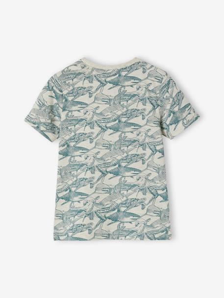 T-Shirt with Graphic Motifs for Boys anthracite+lichen+marl white+pecan nut 