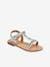 Hook-&-Loop Leather Sandals for Babies, Ibiscus by LES TROPEZIENNES® PAR M. BELARBI coral+silver 