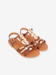 Shoes-Girls Footwear-Leather Sandals for Children, Badami by LES TROPEZIENNES® PAR M. BELARBI