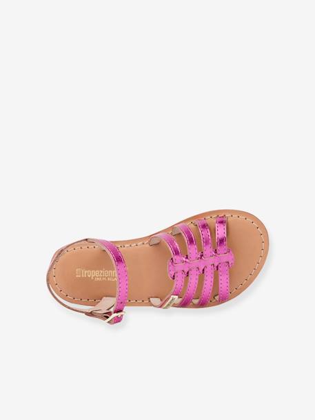 Sandals, Berlioz by LES TROPEZIENNES® fuchsia+golden beige 