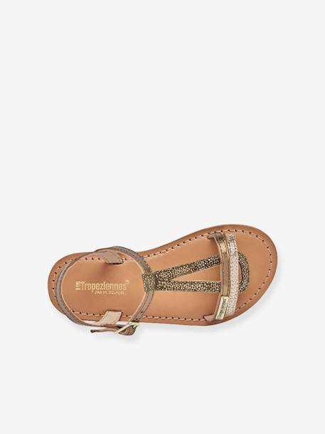 Leather Sandals for Children, Bada by LES TROPEZIENNES® PAR M. BELARBI bronze+golden beige 