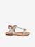 Hook-&-Loop Leather Sandals for Babies, Ibiscus by LES TROPEZIENNES® PAR M. BELARBI coral+silver 