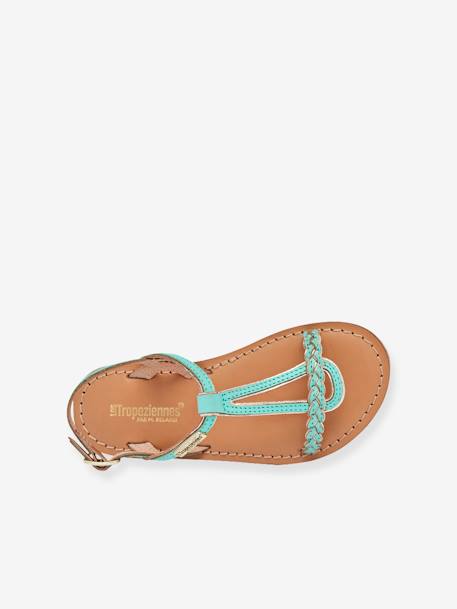 Leather Sandals for Children, Bappy by LES TROPEZIENNES® PAR M. BELARBI beige+coral+turquoise+yellow 