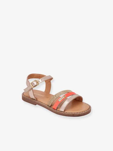 Leather Sandals for Children, Iba by LES TROPEZIENNES® PAR M. BELARBI coral 