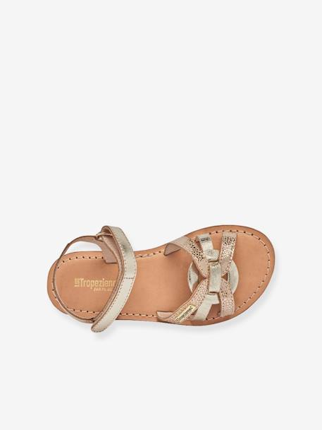 Leather Sandals for Children, Badalia by LES TROPEZIENNES® PAR M. BELARBI golden beige 