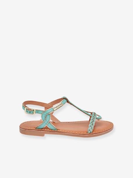 Leather Sandals for Children, Bappy by LES TROPEZIENNES® PAR M. BELARBI beige+coral+turquoise+yellow 