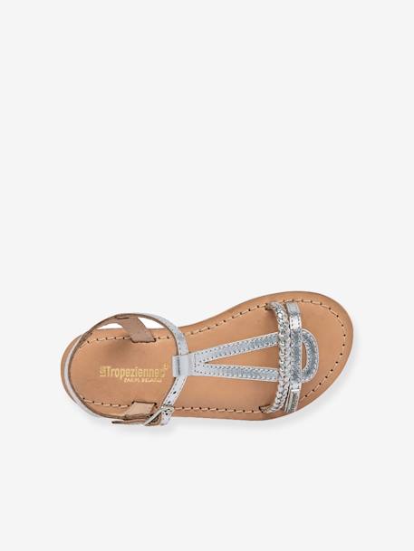 Leather Sandals for Girls, Badou by LES TROPEZIENNES® PAR M. BELARBI silver 