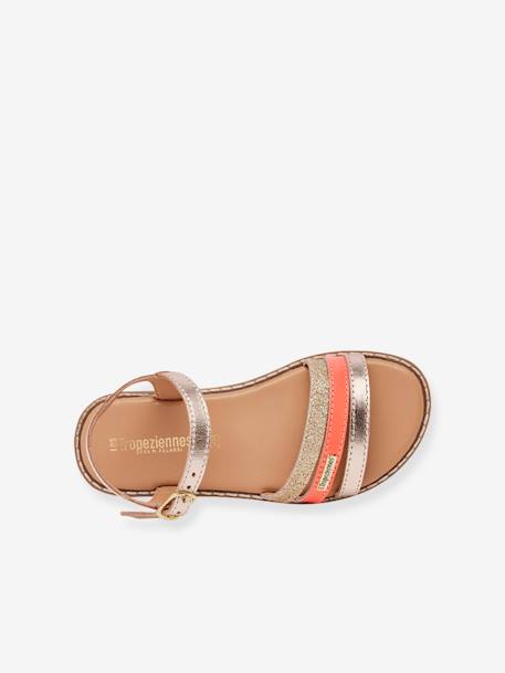 Leather Sandals for Children, Iba by LES TROPEZIENNES® PAR M. BELARBI coral 