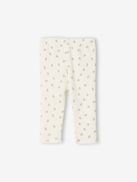 Plain Rib Knit Leggings for Babies printed beige 