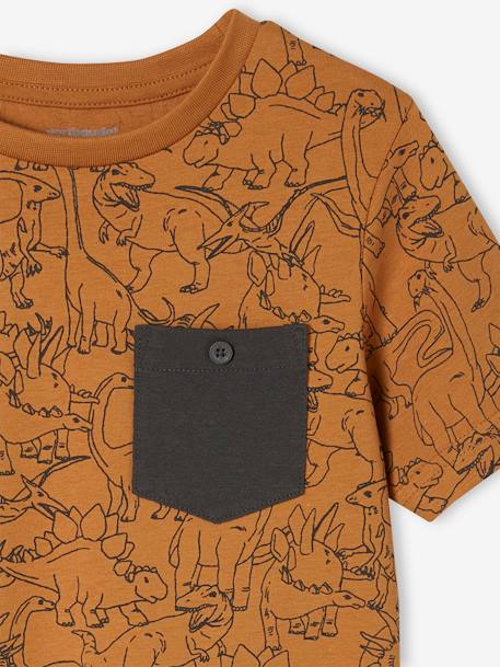 T-Shirt with Graphic Motifs for Boys anthracite+lichen+marl white+pecan nut 