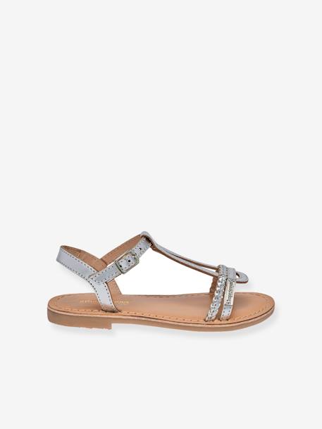 Leather Sandals for Girls, Badou by LES TROPEZIENNES® PAR M. BELARBI silver 