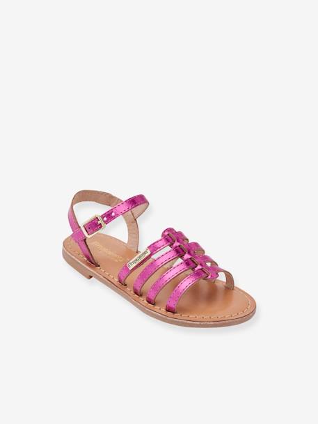 Sandals, Berlioz by LES TROPEZIENNES® fuchsia+golden beige 