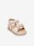 Hook-&-Loop Leather Sandals for Babies, Izorro by LES TROPEZIENNES® PAR M. BELARBI golden beige+rose 