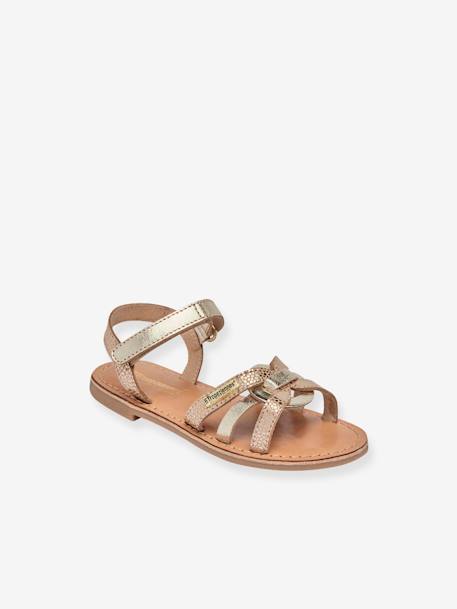 Leather Sandals for Children, Badalia by LES TROPEZIENNES® PAR M. BELARBI golden beige 