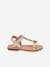 Hook-&-Loop Leather Sandals for Babies, Ibiscus by LES TROPEZIENNES® PAR M. BELARBI coral+silver 