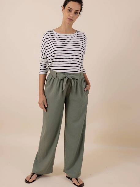 Linen Trousers for Maternity, Ali by ENVIE DE FRAISE khaki 