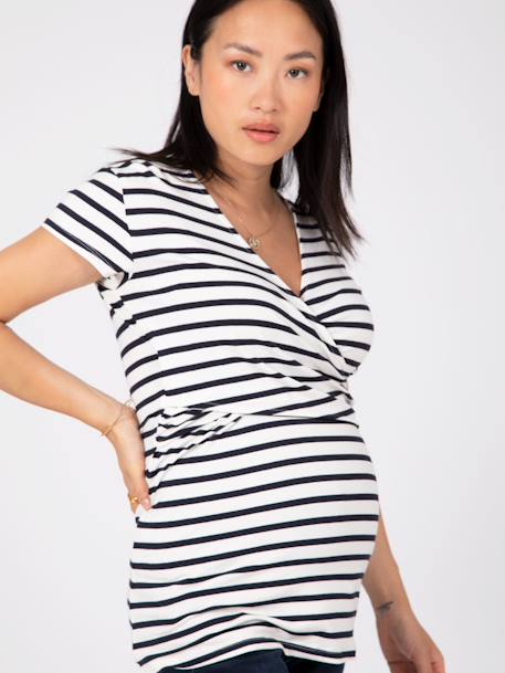 Eco-Responsible Maternity Top, Fiona by ENVIE DE FRAISE striped white 