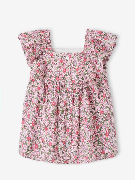 Dress with Ruffles for Babies chequered pink+printed pink 