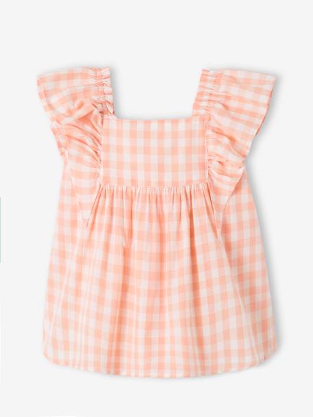 Dress with Ruffles for Babies chequered pink+printed pink 