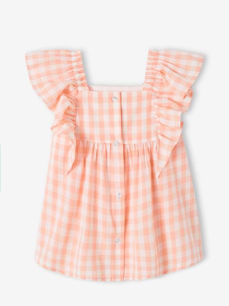 Dress with Ruffles for Babies chequered pink+printed pink 