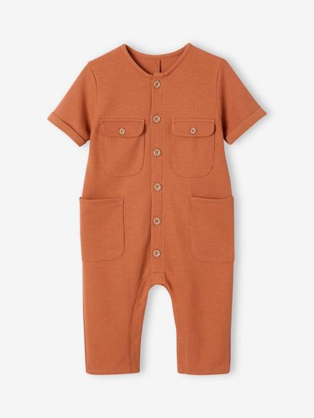 Honeycomb Jumpsuit for Babies rust 