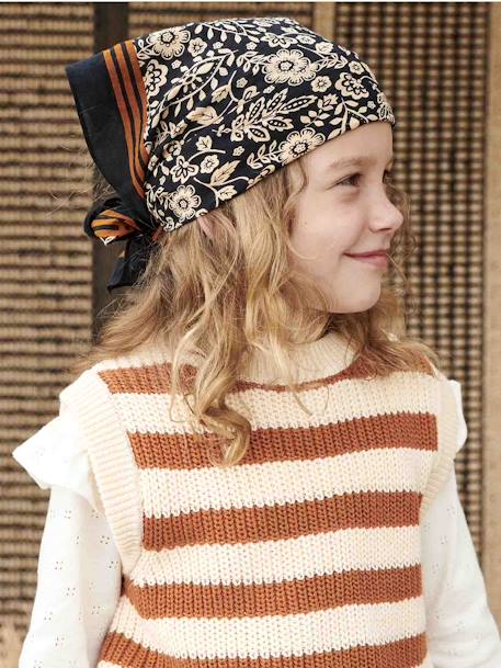 Striped Sleeveless Jumper for Girls striped brown 