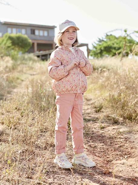 3-in-1 Hooded Parks & Floral Removable Windcheater for Girls khaki+rose 